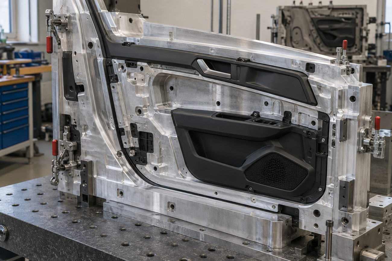 Aluminium-Cubing mit eingelegten Anbauteilen