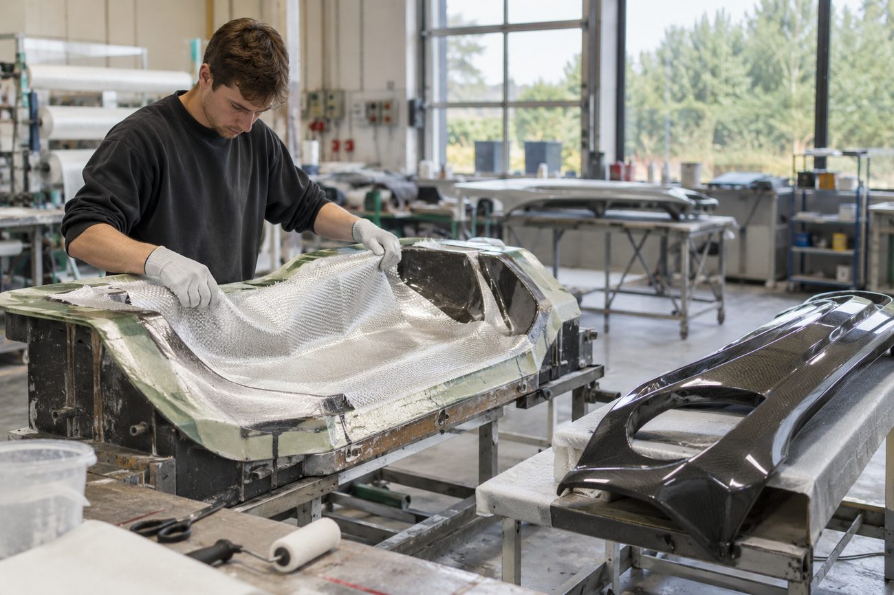 Laminieren eines Bauteils in der Negativform